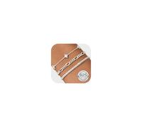 Finrezio 3 Pezzi Bracciale Donna Argento 925 Braccialetti Figaro Placcato Oro 14K Zircone Bracciali Set Braccialetti Regolabile Gioielli Argento per Donna
