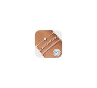 Finrezio 3 Pezzi Bracciale Donna Oro Bracciale Argento 925 Braccialetti Figaro Placcato Oro 14K Zircone Bracciali Set Braccialetti Regolabile Gioielli Oro per Donna