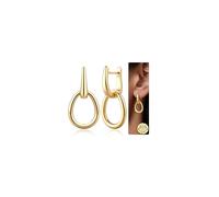 Finrezio Orecchini Pendenti Donna Argento 925 Doppio Cerchi Orecchini Pendenti Oro Placcato 14K Orecchini Anallergici Orecchini a Cerchio