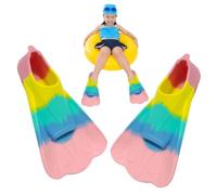 Fins da nuoto in silicone giovane | Fins di snorkeling per bambini comodi | Fin di formazione durevole professionale breve per i giovani | Breve pinna da bagno giovanile | Bambini adulti a raso