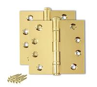 Finsbury Hardware Cerniera per porta in ottone massiccio, con cuscinetto a sfera lucidato, antiossidante, patina dorata, 10,2 x 10,2 cm, set di 2 cerniere (ottone non laccato)