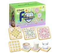 Finsink Set di 4 sottobicchieri a mosaico per bambini, set fai da te,di sottobicchieri in legno, set di pietre a mosaico per il fai da te, regalo di compleanno per bambini adulti