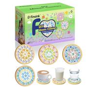 Finsink Set di 8 sottobicchieri a mosaico per bambini, set fai da te,di sottobicchieri in legno, set di pietre a mosaico per il fai da te, regalo di compleanno per bambini adulti (A)