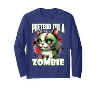 Finta di Essere Un Gatto Zombie Commedia Horror Design Halloween Maglia a Manica