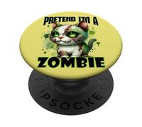 Finta di essere un gatto zombie commedia horror design Halloween PopSockets PopGrip Adesivo