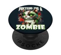 Finta di essere un gatto zombie commedia horror design Halloween PopSockets PopGrip Adesivo