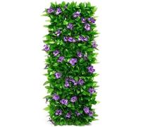 Finta foglia verde, traliccio con foglie e fiori artificiali per balcone, patio esterno,Recinzione artificiale di foglie artificiali, espandibile, giardino, privacy, siepe, recinzione,Recinzione artif