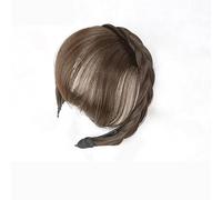 Finta frangia sintetica, strisce con frange pulite con trecce a doppia fila, fascia resistente al calore, estensioni dei capelli dei capelli (luce marrone)