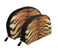 Finta pelle di tigre siberiana, Borsa per trucco a conchiglia Portamonete da donna Borsa da toilette piccola Borsa per cosmetici 2 pezzi