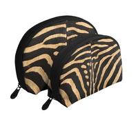 Finta pelle di zebra, Borsa per trucco a conchiglia Portamonete da donna Borsa da toilette piccola Borsa per cosmetici 2 pezzi