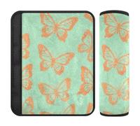 Finte paillettes glitterate verdi farfalla 2 pezzi carino cintura di sicurezza copre stop taglio nel collo per la maggior parte delle auto Protector para cinturón de carro