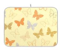 Finti Glitter Paillettes Farfalla Giallo Riutilizzabile Piatto Stuoia di asciugatura 18x24 Rettangolo Grande Scolapiatti Pad Decorativo Home Decor Essentials