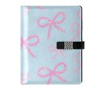 Finti Glitter Paillettes Fiocco Blu Pelle Foderato Notebook Diario delicato soggetto College a righe per il lavoro 6.7x9.2