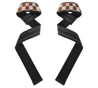 Finti glitter quadrati a scacchiera oro bianco sollevamento cinghie da polso 66 cm antiscivolo coppia di cinghie da palestra per powerlifting, allenamento della forza, bodybuilding accessori da