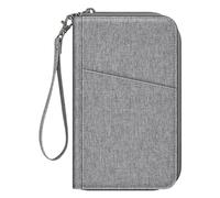 Fintie Portafoglio Porta Passaporto di Famiglia da Viaggio, Porta Passaporto Borsa con Protezione RFID per Carte di Credit, Biglietti da Visita per Donna Uomo, Grigio chiaro
