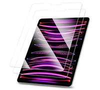 Fintie Confezione da 2 pellicole protettive in vetro temperato per iPad Pro da 12,9" di 6a/5a/4a/3a generazione (2022/2021/2020/2018), antigraffio, alta qualità, HD, trasparente, durezza 9H e custodia