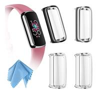 Fintie - Confezione da 4 pellicole protettive per display compatibile con Fitbit Luxe, in morbido TPU, antigraffio, colore: nero, argento, trasparente