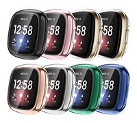 Fintie Confezione da 8 custodie protettive per lo schermo compatibili con Fitbit Sense/Versa 3, custodia protettiva completa in TPU morbido [antigraffio] (colore A)