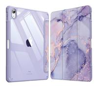 FINTIE Custodia per iPad (A16) 11ª Gen 11" (2025)/iPad 10ª Gen 10.9" (2022) con Portapenne - Sottile Leggero Trasparente Cover Posteriore con Bordo in TPU Morbido Auto Sveglia/Sonno, Lilla Marble