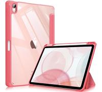 FINTIE Custodia per iPad Air 11 Pollici M3/M2 (2025/2024), iPad Air 5a/4a Gen 10,9" (2022/2020) con Portapenne - Sottile Leggero Trasparente Cover Posteriore con Bordo in TPU Morbido, Rosa