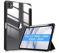 FINTIE Custodia per iPad Pro 11 Pollici (M4) 2024 con Pencil Holder - Sottile Leggero Trasparente Cover Posteriore con Bordo in TPU Morbido, Nero