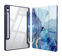 FINTIE Custodia per Samsung Galaxy Tab S9 FE 10.9 Pollici/Tab S9 11 Pollici 2023 con S Pen Holder - Antiurto Sottile Case Posteriore Trasparente Cover con Auto Sonno/Sveglia, Ocean Marble