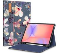 FINTIE Custodia per Samsung Galaxy Tab S10 FE 10.9 Pollici 2025/S9 FE 10.9" 2023/S9 11" 2023 con Portapenne - Multi-angli Protettiva Case con Tasca Auto Sveglia/Sonno, Blooming Hibiscus
