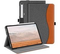 FINTIE Custodia per Samsung Galaxy Tab S10 FE 10.9 Pollici 2025/S9 FE 10.9" 2023/S9 11" 2023 - Multi-angli Protettiva Case con Tasca Auto Sveglia/Sonno, Grigio/Marrone