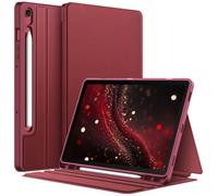 FINTIE Cover per Samsung Galaxy Tab S10 Lite/S10 FE/S9 FE 10.9" & S9 11" | con S Pen Portapenne, Multi-angolo Custodia Protettiva Sottile Cover con Retro in TPU Morbido, (Burgundy)