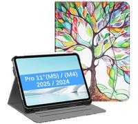Fintie, Custodia a libro per iPad Pro 11" (M4) 2024 (numero di modello: A2836/A2837/A3006), con supporto per la visualizzazione a più angoli con portamatite e tasca, auto wake/sleep, albero