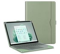 FINTIE Custodia a libro per Microsoft Surface Laptop 5/4/3/2 da 13,5 pollici (modello: 1951/1868/1958/1950/1867/1769), custodia protettiva a libro in pelle PU di alta qualità con grande tasca, salvia
