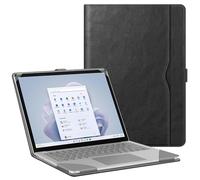 FINTIE Custodia a libro per Microsoft Surface Laptop 6/5/4/3/2 da 13,5 pollici (modello: 1950/1951/1958/1867/1868/1769), custodia protettiva a libro in pelle PU di alta qualità con grande tasca, nero