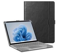 FINTIE Custodia a libro per Microsoft Surface Laptop Go 3/2/1 (modello 2013/1943) da 12,4", in pelle sintetica di alta qualità, con grande tasca, colore: nero