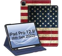 Fintie Custodia a portafoglio per iPad Pro 12,9" 6a generazione 2022, supporto intelligente multi-angolo con portamatite e tasca, adatta anche per iPad Pro 12,9" 2021 5e 2020 4e 2018 3e