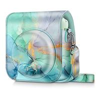 FINTIE Custodia Compatibile con Fujifilm Instax Mini 12 Fotografica Istantanea - Borsa Cover Protettiva in Similpelle con Tracolla Regolabile, Emerald Marble
