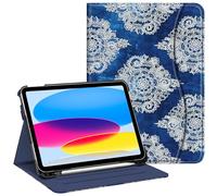 FINTIE Custodia compatibile con iPad di 10a generazione (2022) da 10,9 pollici, visualizzazione multi-angolo, custodia protettiva con supporto per matita e tasca, spegnimento automatico, Indigo Dreams