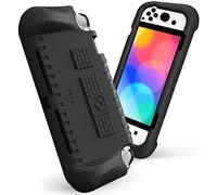 FINTIE Custodia compatibile con Nintendo Switch (modello OLED) 2021 - Custodia ultra leggera antiurto con 2 supporti per carte da gioco, impugnatura ergonomica, colore nero