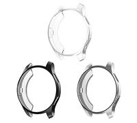 FINTIE Custodia compatibile con Samsung Galaxy Watch 42 mm SM-R810 (non adatta per Watch 4 Classic 42 mm), custodia protettiva in morbido TPU sottile, nero/argento/trasparente (confezione da 3)