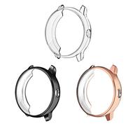 FINTIE Custodia Compatible con Garmin Vivoactive 3 - [3 Pezzi] Ultra Sottile Full-Around Frame TPU Custodia Protettiva Bumper Case, Nero/Trasparente/Oro Rosa