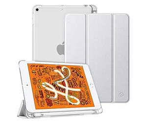 FINTIE Custodia con Apple Pencil Holder per iPad Mini 5 2019 - Sottile Leggero Semi-Trasparente Back Cover Case Protettiva con Auto Svegliati/Sonno per iPad Mini 2019 7,9 Pollici, Argentato