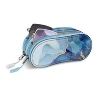 FINTIE Custodia doppia per occhiali da sole, custodia morbida e portatile per occhiali da vista con clip a moschettone, scomparti con doppia cerniera per uomini e donne, Large And Small Compartments