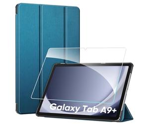 FINTIE Custodia e Pellicola per Samsung Galaxy Tab A9+ / A9 Plus 11 Pollici 2023 - [con Vetro Temperato Pellicola] Sottile Leggero Cover Protettiva Rigida Case con Auto Sveglia/Sonno, Blu Scuro