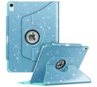 Fintie - Custodia girevole a 360 gradi per iPad Air da 13" (M3) 2025 (M2) 2024, protettiva, con portapenne, supporto e funzione di accensione e spegnimento automatici, blu glitterato