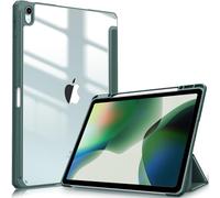 FINTIE Custodia ibrida compatibile con iPad Air 13" (2024) M2, [portapenne integrato] Cover antiurto con guscio posteriore trasparente trasparente, accensione e spegnimento automatico, (verde