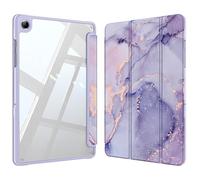 Fintie Custodia ibrida per Samsung Galaxy Tab A9 Plus 11 Pollici 2023 - Custodia antiurto con cover rigida trasparente sul retro per tablet A9+ SM-X210/X216/X218, marmo viola