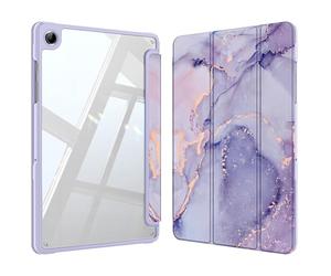 Fintie Custodia ibrida per Samsung Galaxy Tab A9 Plus 11 Pollici 2023 - Custodia antiurto con cover rigida trasparente sul retro per tablet A9+ SM-X210/X216/X218, marmo viola