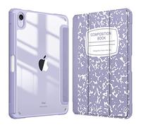 Fintie, Custodia ibrida sottile per iPad Mini 7 (A17 Pro, 7ª gen) 2024, iPad Mini 6 (6ª gen) da 8,3”, supporto per Pencil integrato, antiurto, guscio posteriore trasparente, motivo Composition L