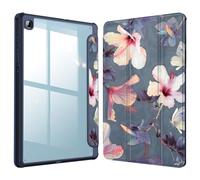 Fintie, Custodia ibrida sottile per Samsung Galaxy Tab S6 Lite 10,4 pollici 2024/2022/2020, con supporto per S Pen, antiurto, con guscio posteriore trasparente, colore: ibisco fiorito