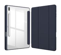 Fintie Custodia ibrida sottile per Samsung Galaxy Tab S8 Plus 2022/S7 FE 2021/S7 Plus 2020 da 12,4 pollici, con portapenne, cover antiurto con guscio posteriore trasparente trasparente, accensione e