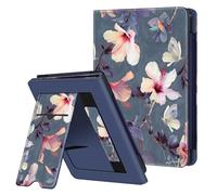 FINTIE Custodia per 6'' Kobo Clara Colour (2024) / Kobo Clara BW (2024) / 2E (2022) eReader - Stand Cover Protettiva Case con Card Slot e Hand Strap, Auto Sveglia/Sonno, Blooming Hibiscus